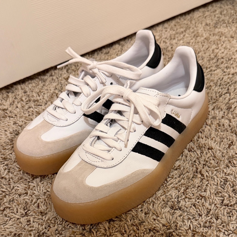 Adidas Samba White and Black with Gum Sole